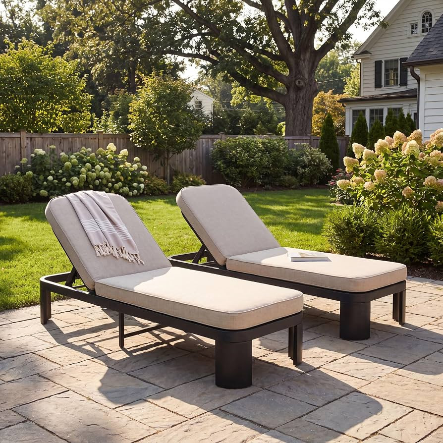 Christopher Knight Home Tidi Acacia Wood Chaise Lounge Chair Outdoor Set of 2, Poolside Sun Loung... | Amazon (US)