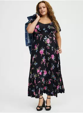 Flutter Sleeve Tiered Maxi Dress | Torrid (US & Canada)