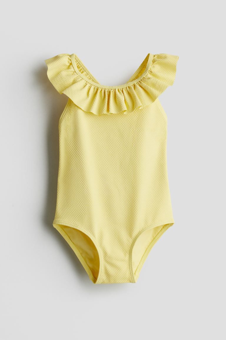 Flounce-trimmed Swimsuit - Yellow - Kids | H&M US | H&M (US + CA)