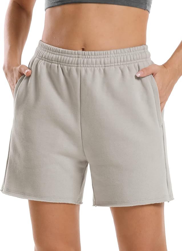Stelle Women's Sweat Shorts Summer Casual Shorts Comfy Cotton High Waisted Lounge Shorts with Poc... | Amazon (US)