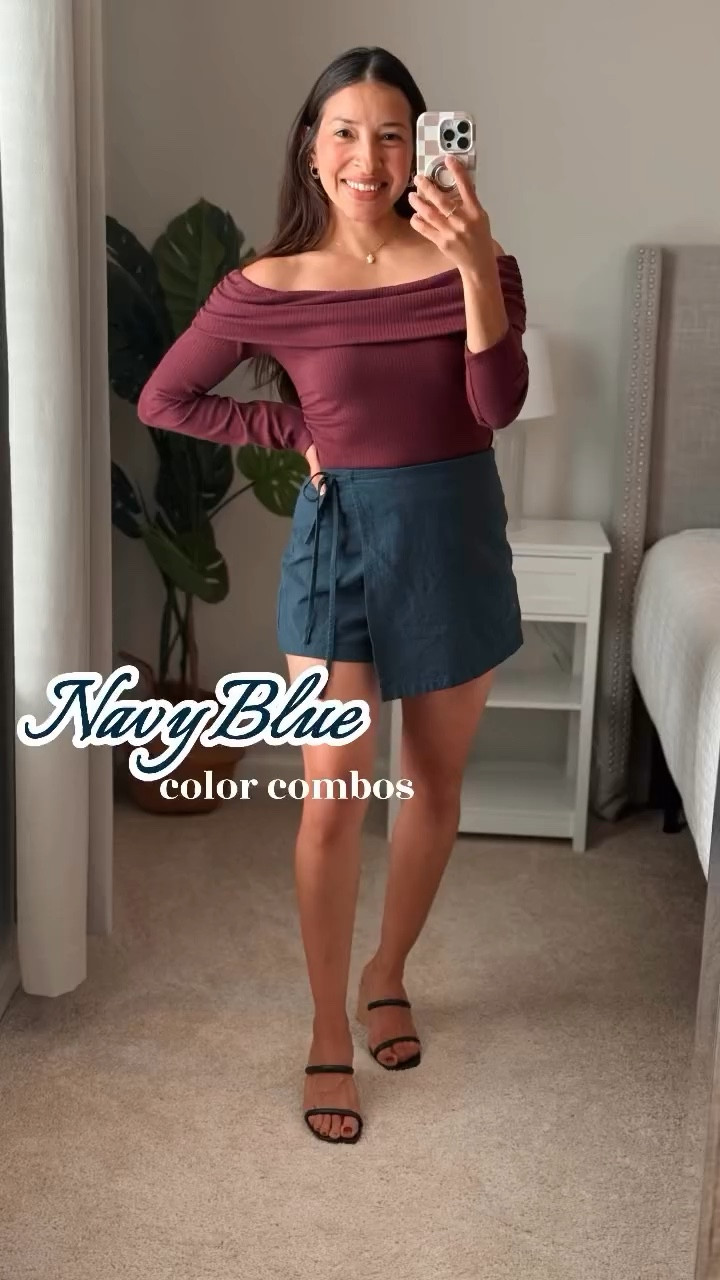 Navy blue color combos 💙  Also one skort styled 4 ways! 

Which one would you wear?

#colorcombo #navybluecolorcombinations #oneskort4ways #navyblueandburgundy navyblue