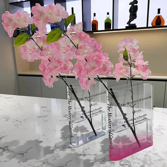 Book Vase Transparent Letter Print Book Shape Flower Arrangement Ins Style Gradient Color Househo... | AliExpress (US)