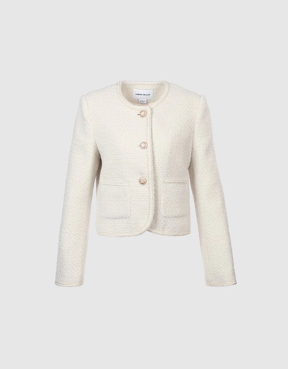 Buttoned Tweed Jacket | Urban Revivo