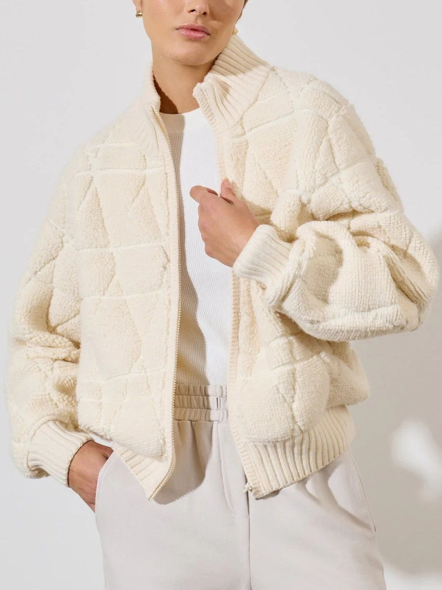 Women's Avalon Bomber Cardigan in Ivory | Brochu Walker | Brochu Walker