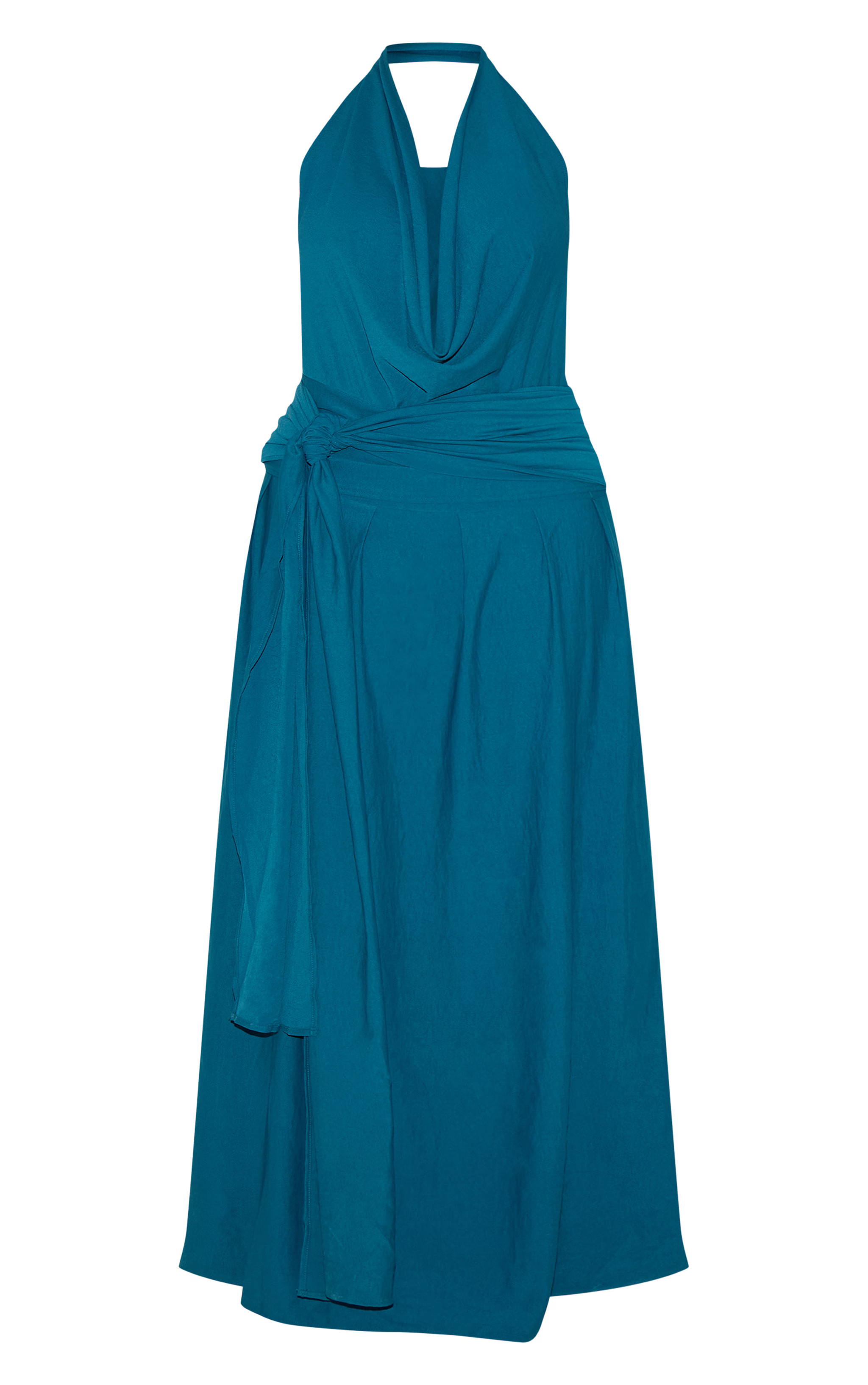 Plus Teal Floaty Woven Cowl Neck Low Back Maxi Dress | PrettyLittleThing US