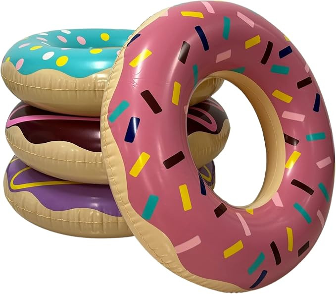4E's Novelty Donut Pool Floats for Kids & Adults 30" Swim Rings Tubes Floaties for Swimming Pool,... | Amazon (US)