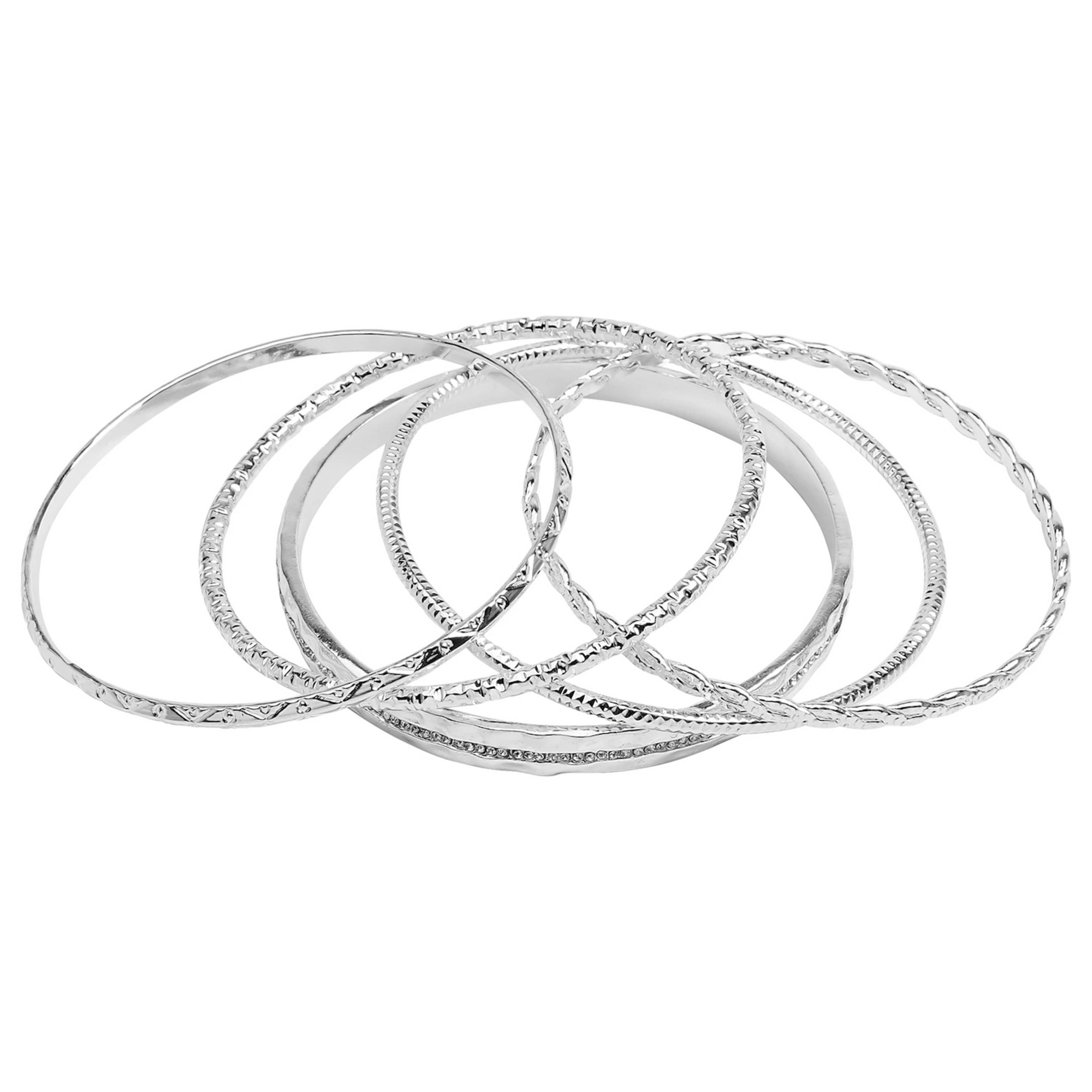Emberly Silver Tone 5-pk. Bangle Bracelet Set | Kohl's