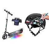 Gyroor Kids Electric Scooter with 180W Motor & LED Visible Display, Colorful Lights & Wipeout Dry Erase Kids Helmet for Bike, Skate, and Scooter, Black, Ages 8+ | Amazon (US)