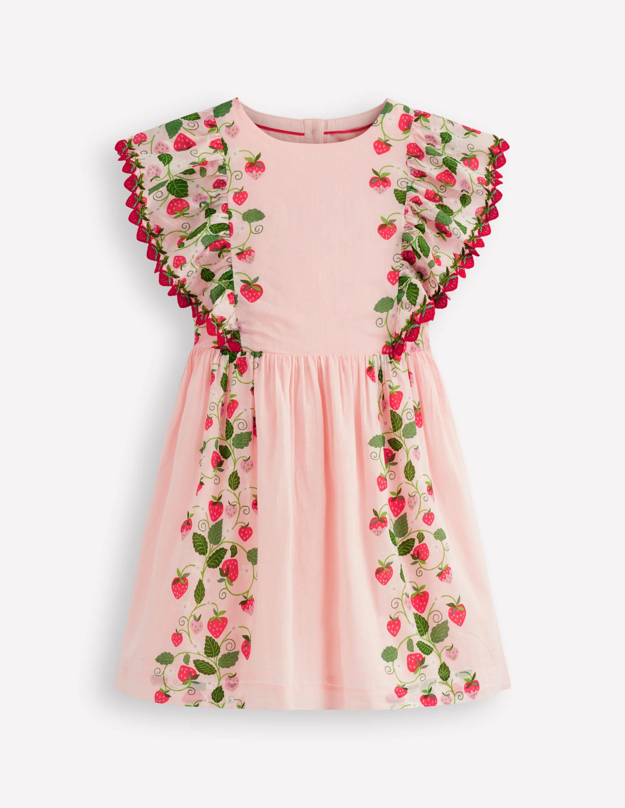 Pretty Woven Dress-Chalk Pink Strawberry Vine | Boden (US)
