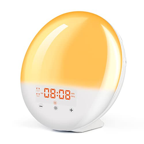 Geekman Sunrise Alarm Clock, Wake Up Light with Dual Alarms, Snooze,FM Radio, 7 Colors, 9 Natural Sounds, Nightlight, for for Kids, Adults and Heavy Sleepers, Ideal for Gift | Amazon (US)