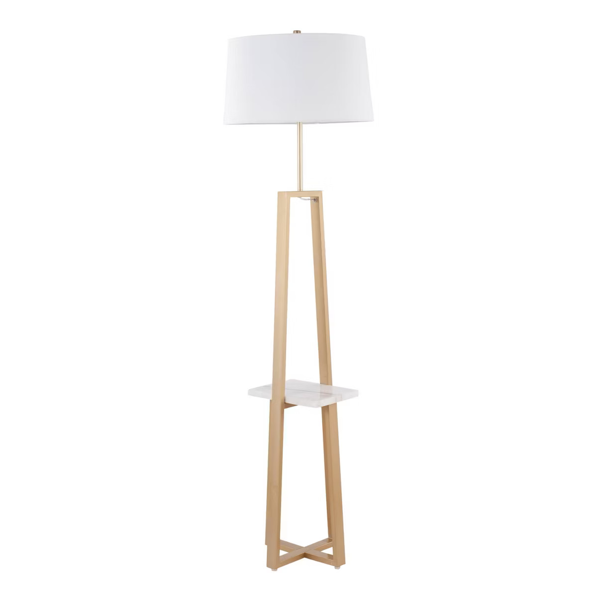 LumiSource Cosmo Shelf Contemporary/Glam Floor Lamp in White Marble and Gold Metal with White Lin... | Target