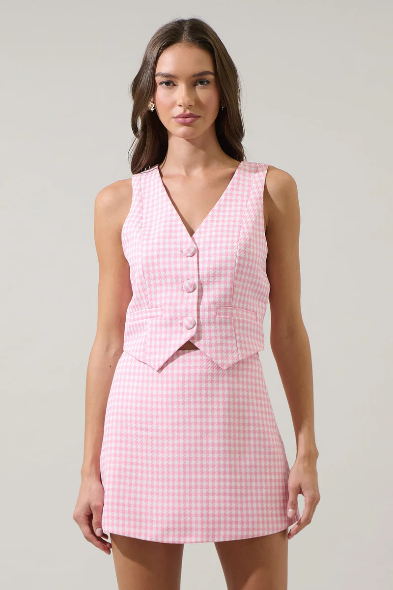 Kassy Checker Chelsea Button Up Vest | Sugarlips