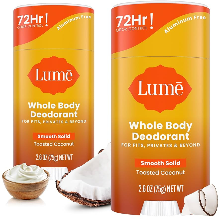 Lume Whole Body Deodorant - Smooth Solid Stick - 72 Hour Odor Control - Aluminum Free, Baking Sod... | Amazon (US)