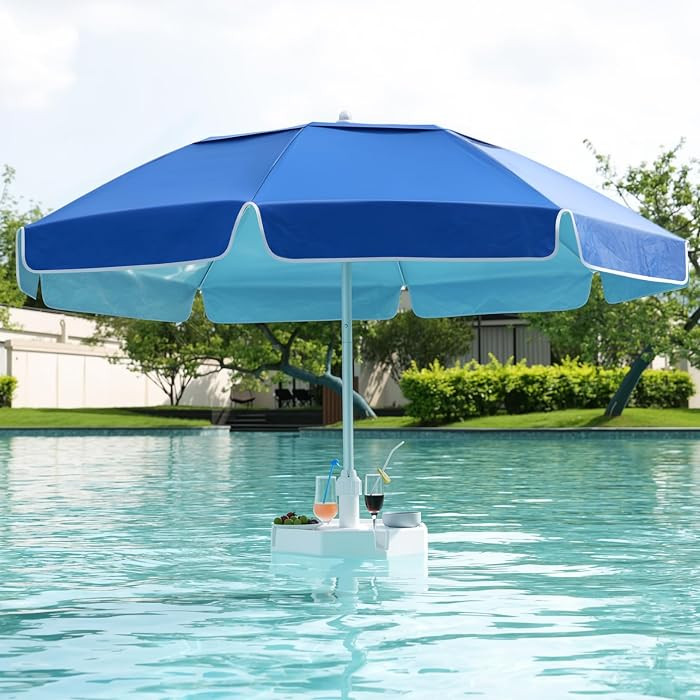 Floating Pool Umbrella, Polyester Fabric UV-Resistant Outdoor Sunshade Umbrella for Inside of Poo... | Amazon (US)