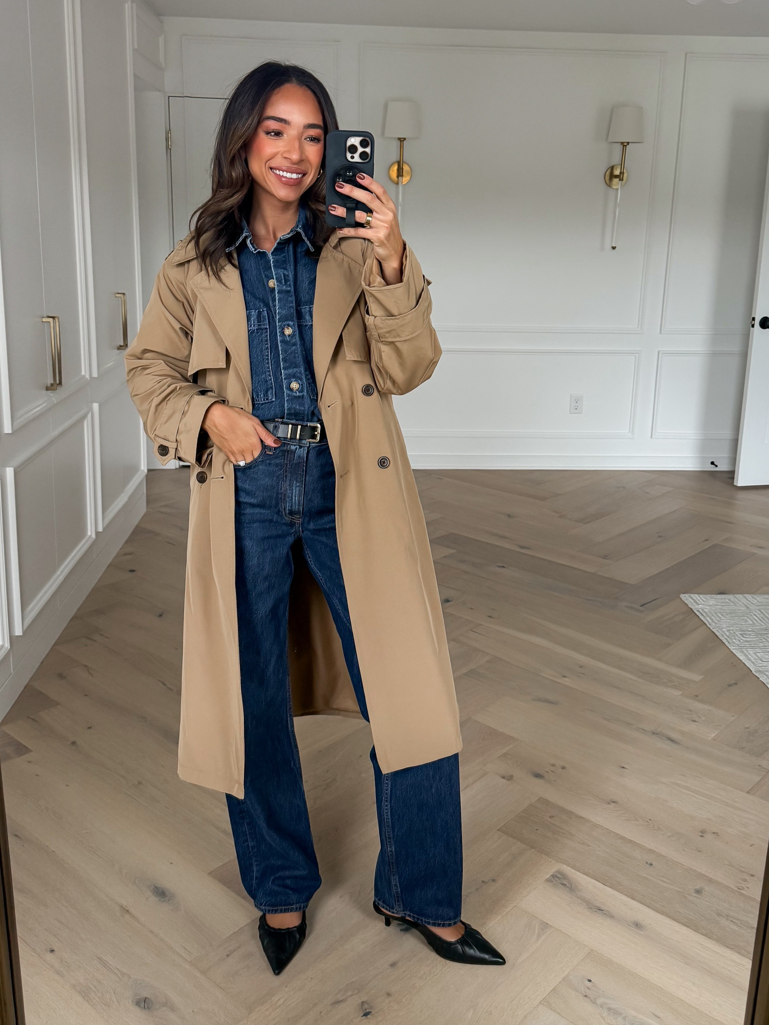 Styling fall trends 🍂 Use code AFLTK to save 20% on Abercrombie! Wearing size small denim shirt,  size 26 long jeans in dark wash and size small trench coat 


Fall fashion 
Fall outfit 
Denim on denim
Jeans
Abercrombie code 

#LTKStyleTip #LTKFallSale #LTKSaleAlert