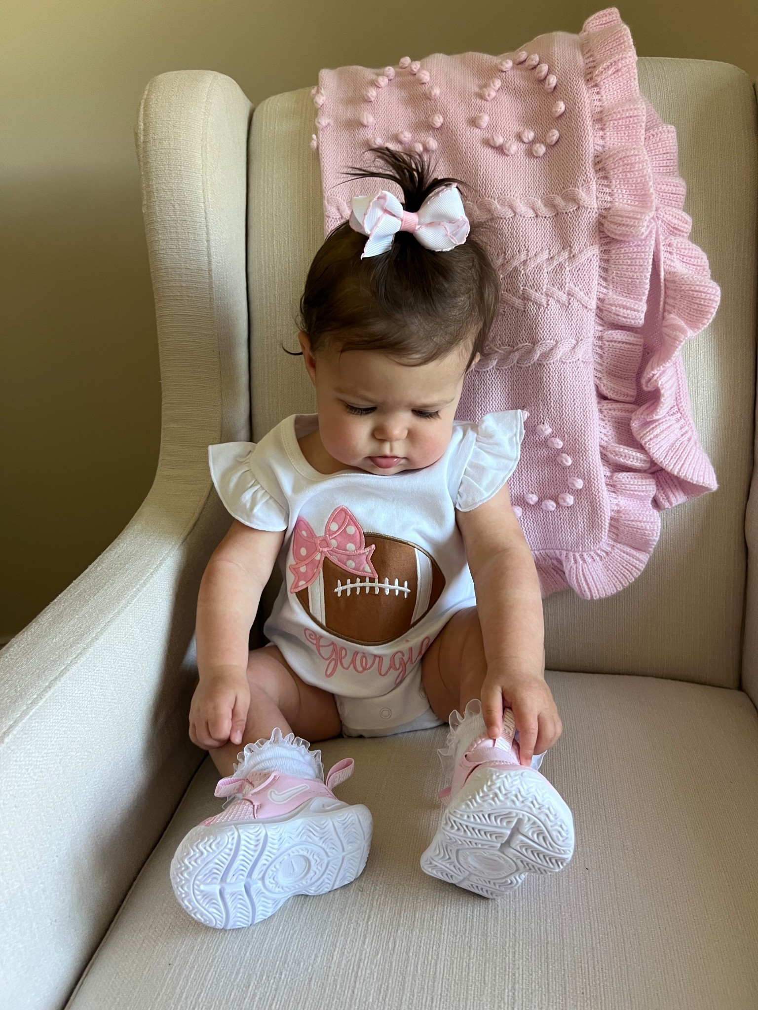 Cutest monogrammed bubble for football season! 

Baby girl football outfit
Kids game day outfit 
Football season 
Kids ootd 🎀🏈

#LTKSeasonal #LTKBaby