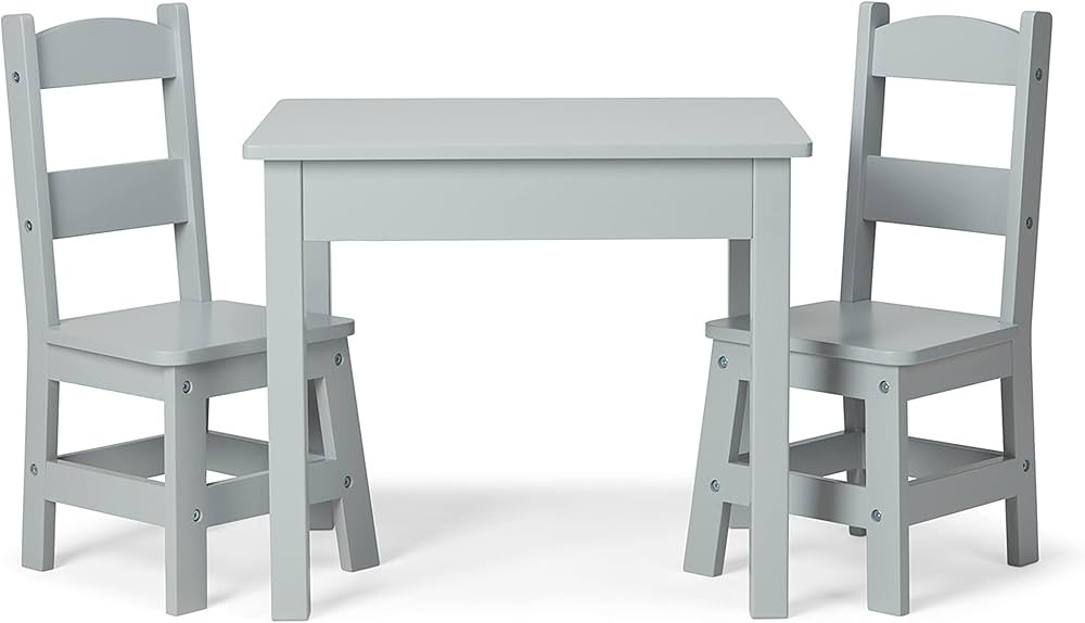 Melissa & Doug Table & Chairs-Gray Furniture - Wooden Activity Play Table And Chairs Set For Kids | Amazon (US)