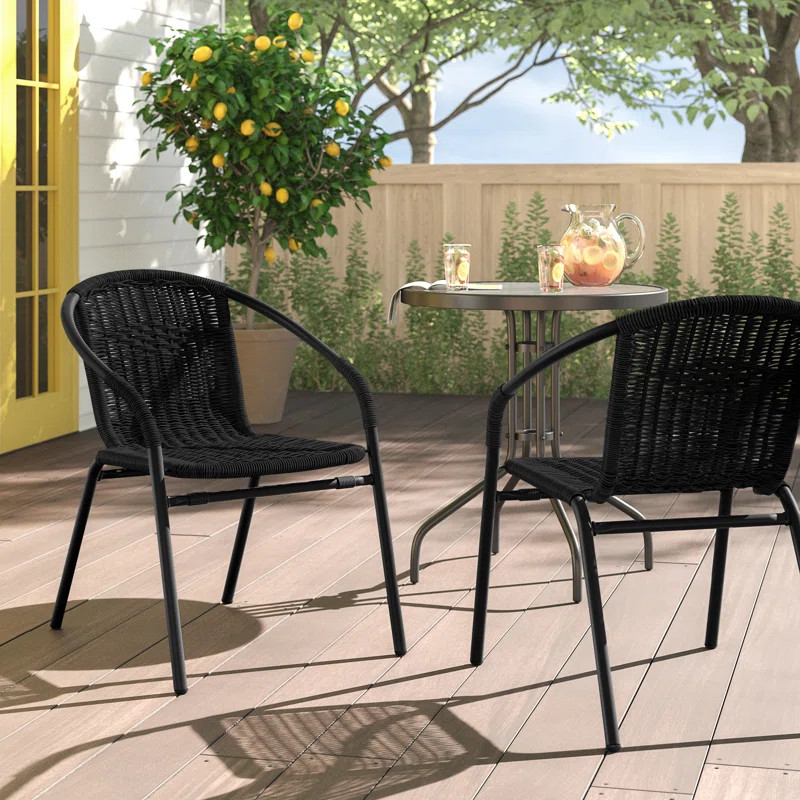 Pineville Stacking Patio Dining Armchair (Set of 2) | Wayfair North America