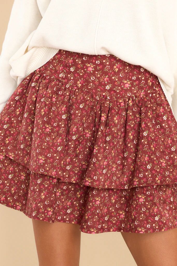 All I Ever Wanted Red Clay Floral Print Skirt | Red Dress 