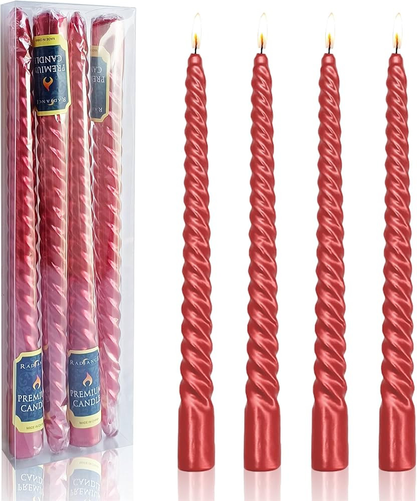 Twist Candlesticks Red Taper Candle,10inches Spiral Candles Long Tapered Candles Dripless Twisted... | Amazon (US)