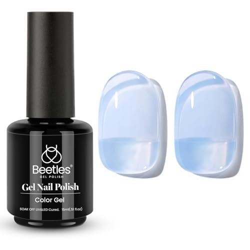 Beetles Blue Jelly Gel Nail Polish, 1Pcs 15ml Blueberry Milk Nails Sheer Neutral Translucent Hazy Blue Gel Polish Soak Off Summer Nail Art Manicure Salon Home DIY Nail Uv Lamp 0.51 fl.Oz | Amazon (US)