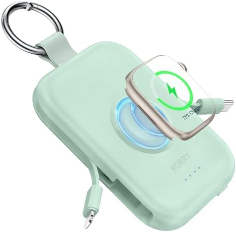 RORRY Portable Charger, 5000mAh Portable Charger Power Bank with Built-in Cables, Travel Keychain... | Amazon (US)