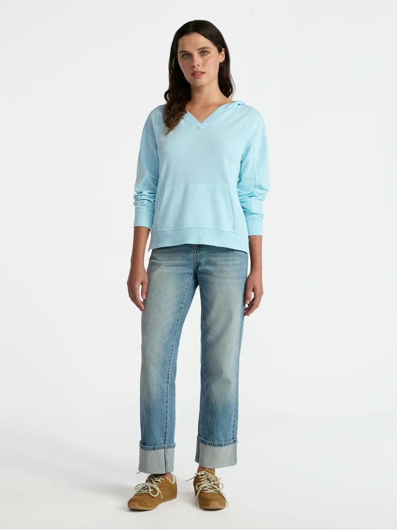 Time and Tru Women's Split Neck Hoodie, Sizes XS-3XL | Walmart (US)