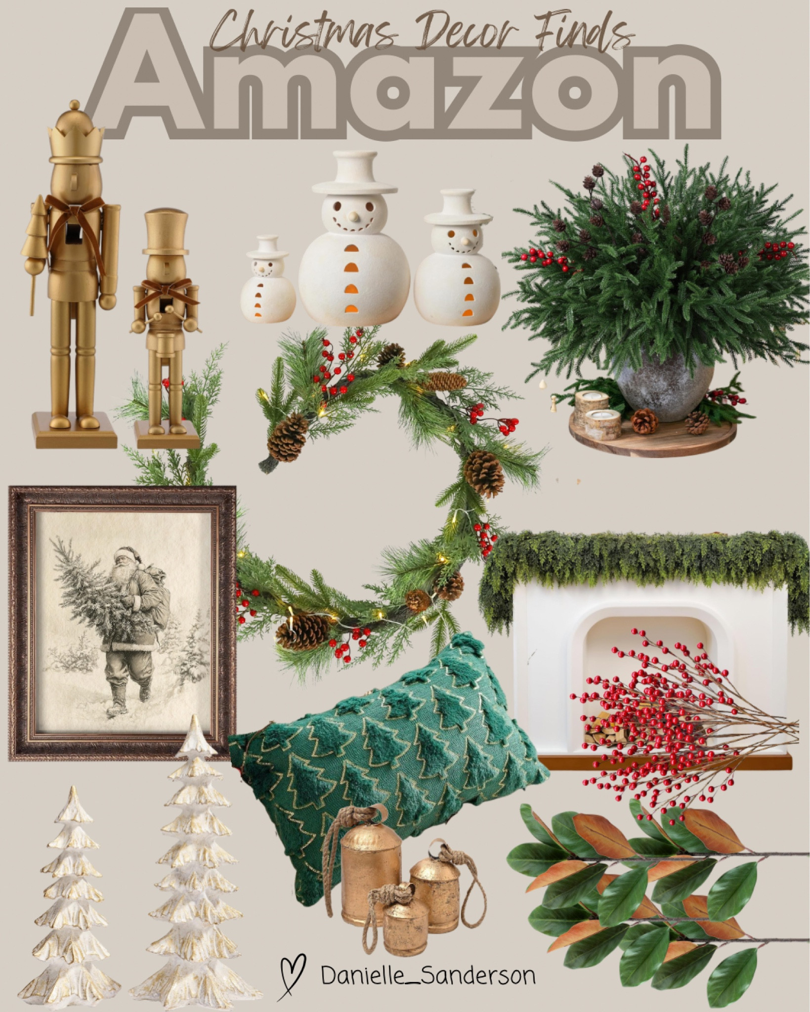 Amazon Christmas Home Decor Finds 🎄✨
Bringing all the cozy holiday vibes with these Amazon Christmas decor picks! If you’re searching for artificial Christmas garland, holiday stems, mantle greenery, or easy Christmas home styling, this collection has everything to make your home feel warm and festive.

From snowy trees and vintage bells to faux cedar stems, berry picks, nutcrackers, snowmen, and lush evergreen garlands—these pieces are perfect for mantles, entryways, shelves, and cozy corners. I love using these realistic garlands + stems to layer texture and build a full Christmas look without the mess.

Shop all my Christmas greenery, holiday garlands, Christmas stems, and Amazon home decor linked here!

#LTKSeasonal #LTKHome #LTKHoliday