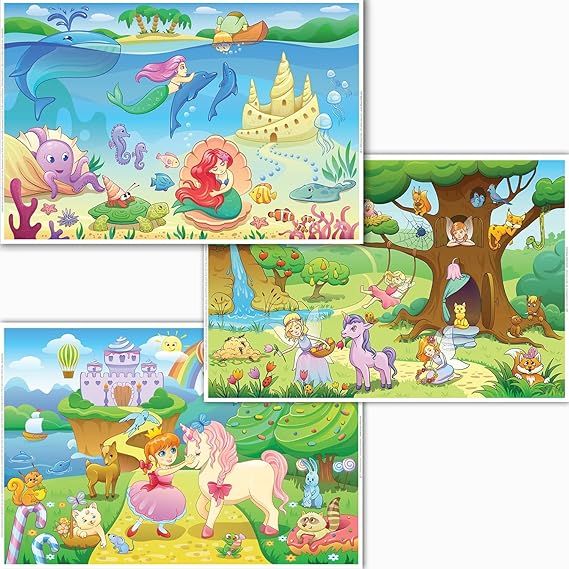 HomeWorthy Disposable Placemats for Baby - Girls Designs Toddler Placemat That Sticks to Tables a... | Amazon (US)