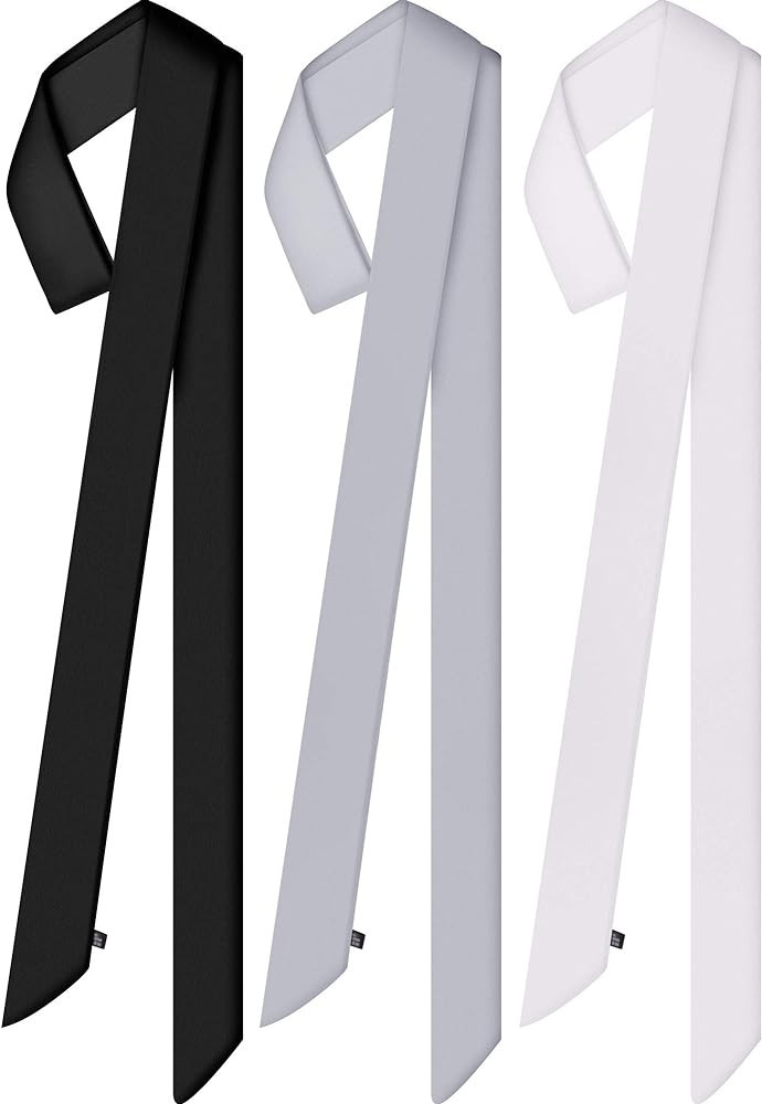 Geyoga 3 Pcs Scarf Skinny for Women Satin Scarf Belts Sash Necktie Neck Scarf Choker Solid Color ... | Amazon (US)