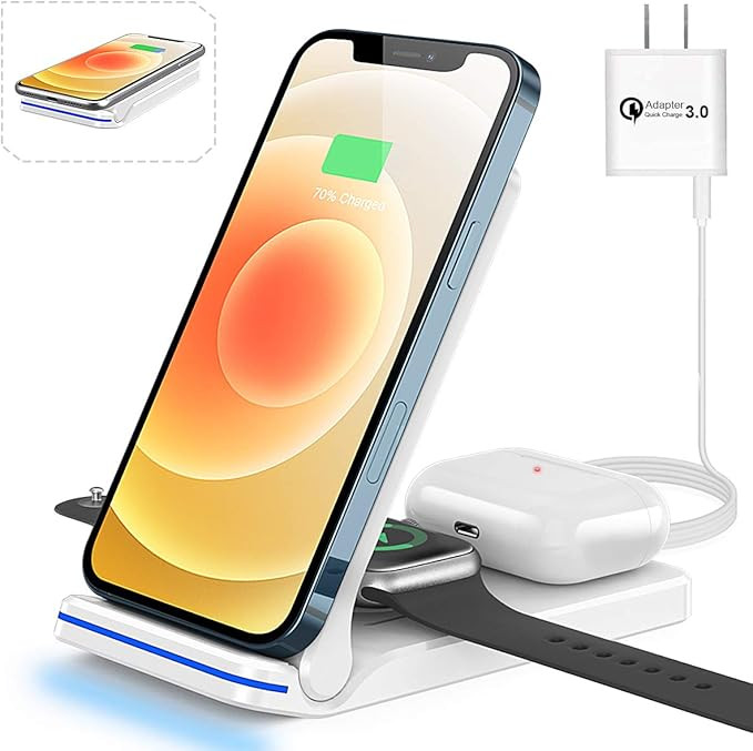 Wireless Charging Station, 3 in 1 Wireless Charger for Apple iPhone Watch Airpods,Mildily Chargin... | Amazon (US)