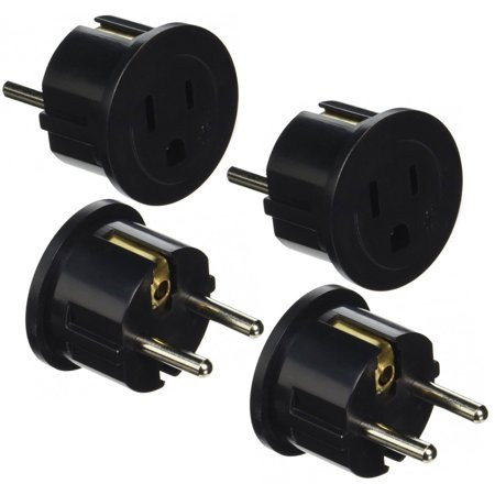 4 Pc US USA To EU Euro Europe Power Wall Plug European Converter Adapter Black | Walmart (US)