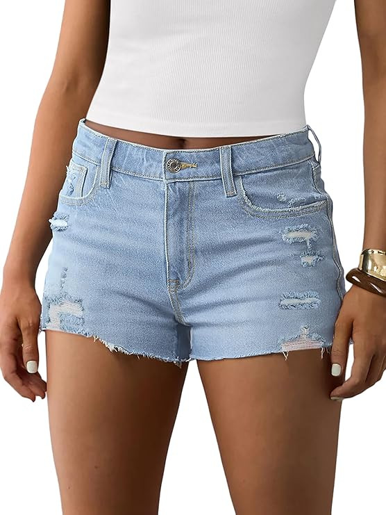 ANRABESS Womens Ripped Denim Shorts High Waist Frayed Hot Raw Hem Cut Off Summer Casual Jean Shor... | Amazon (US)