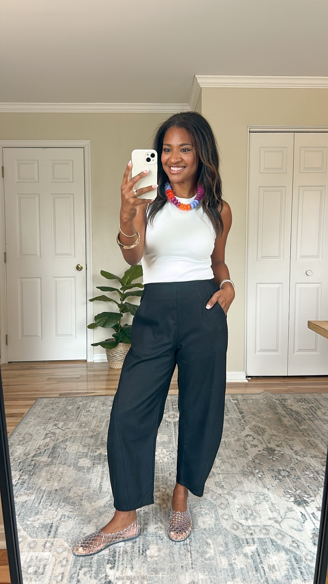 Wearing a medium in the shell top and small in the pants. TTS in the shoes 

 #LTKgrwm #LTKootd #LTKOver40