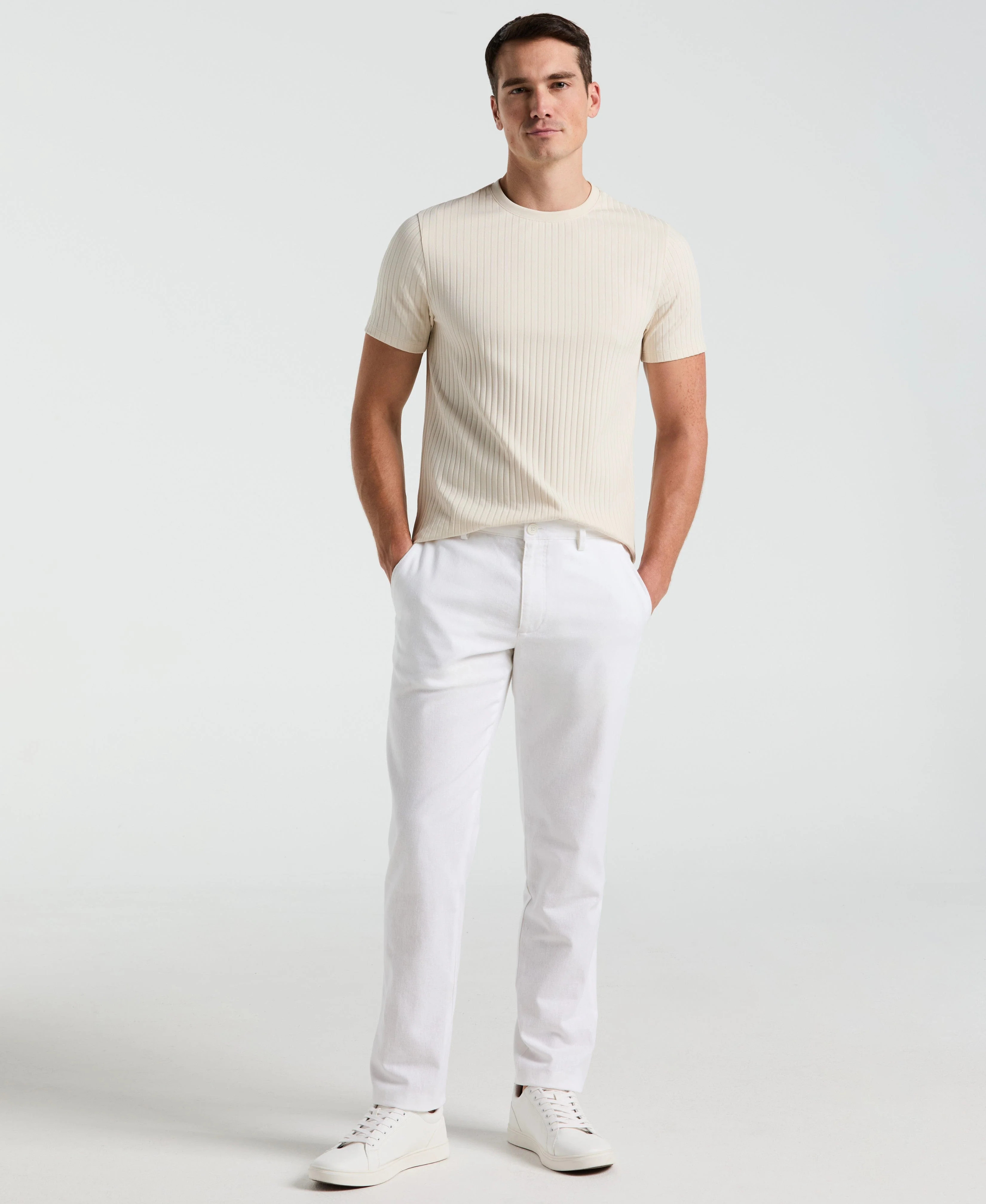 Slim Fit Flat Front Linen Blend Chino Pant | Perry Ellis