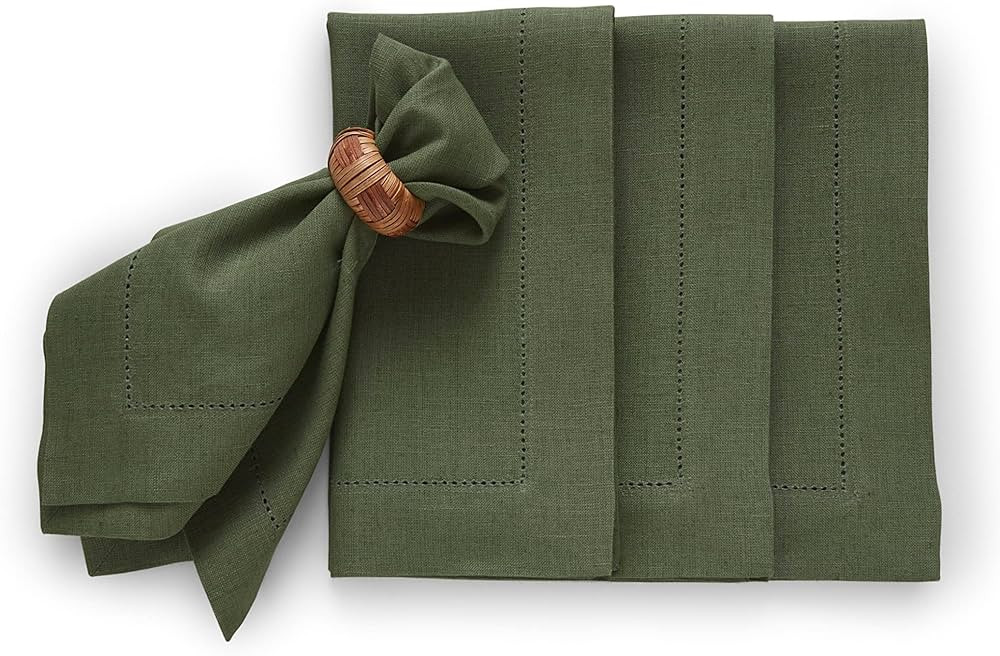 Solino Home Hemstitch Linen Dinner Napkins 20 x 20 Inch – 100% Pure Linen Medium Weight Napkins... | Amazon (US)
