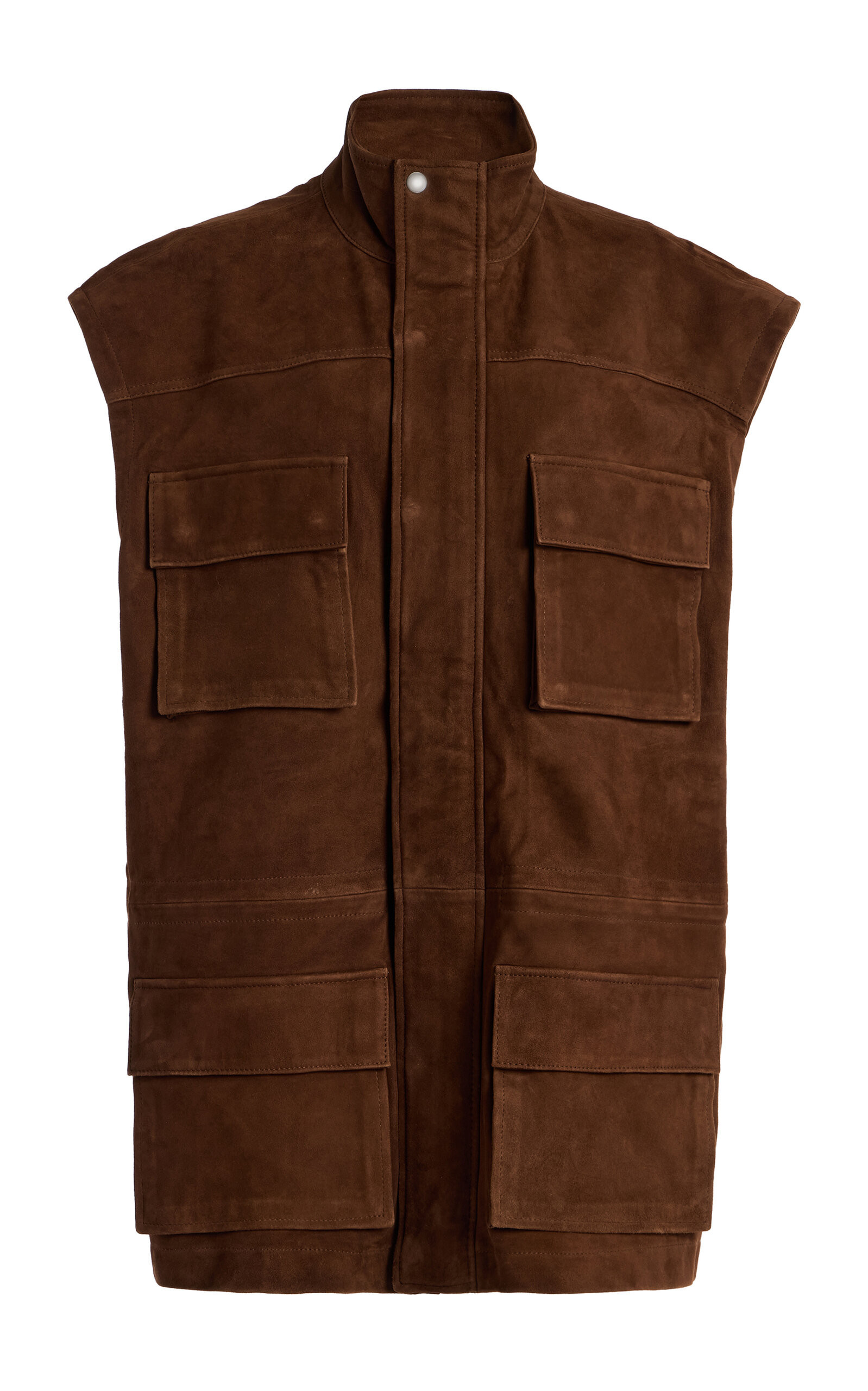 The Frankie Shop Turin Sleeveless Suede Cargo Jacket - Moda Operandi | Moda Operandi (Global)