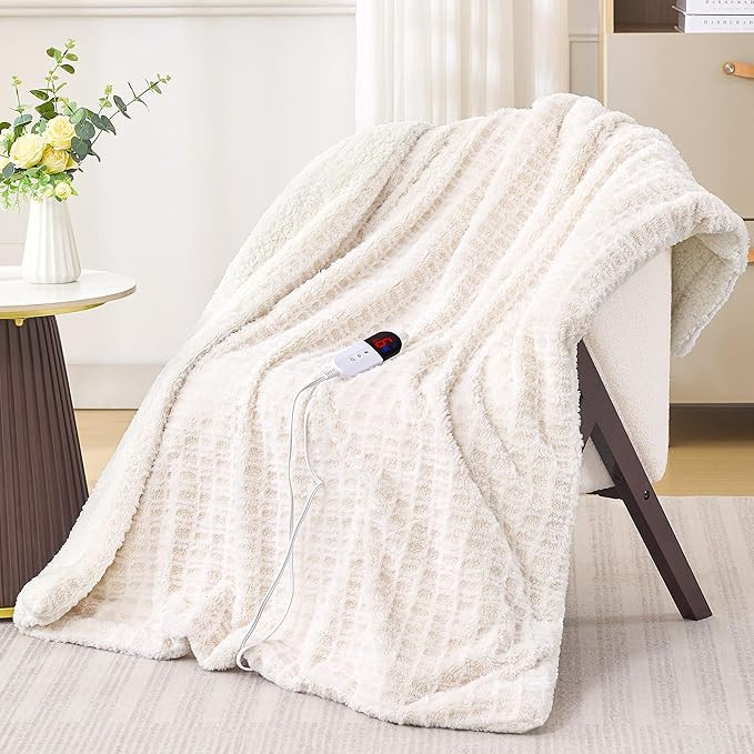Waffle Heated Throw Blanket 62"x84" – Electric Blanket with 6 Heat Levels & 10 Timer Settings, ... | Amazon (US)