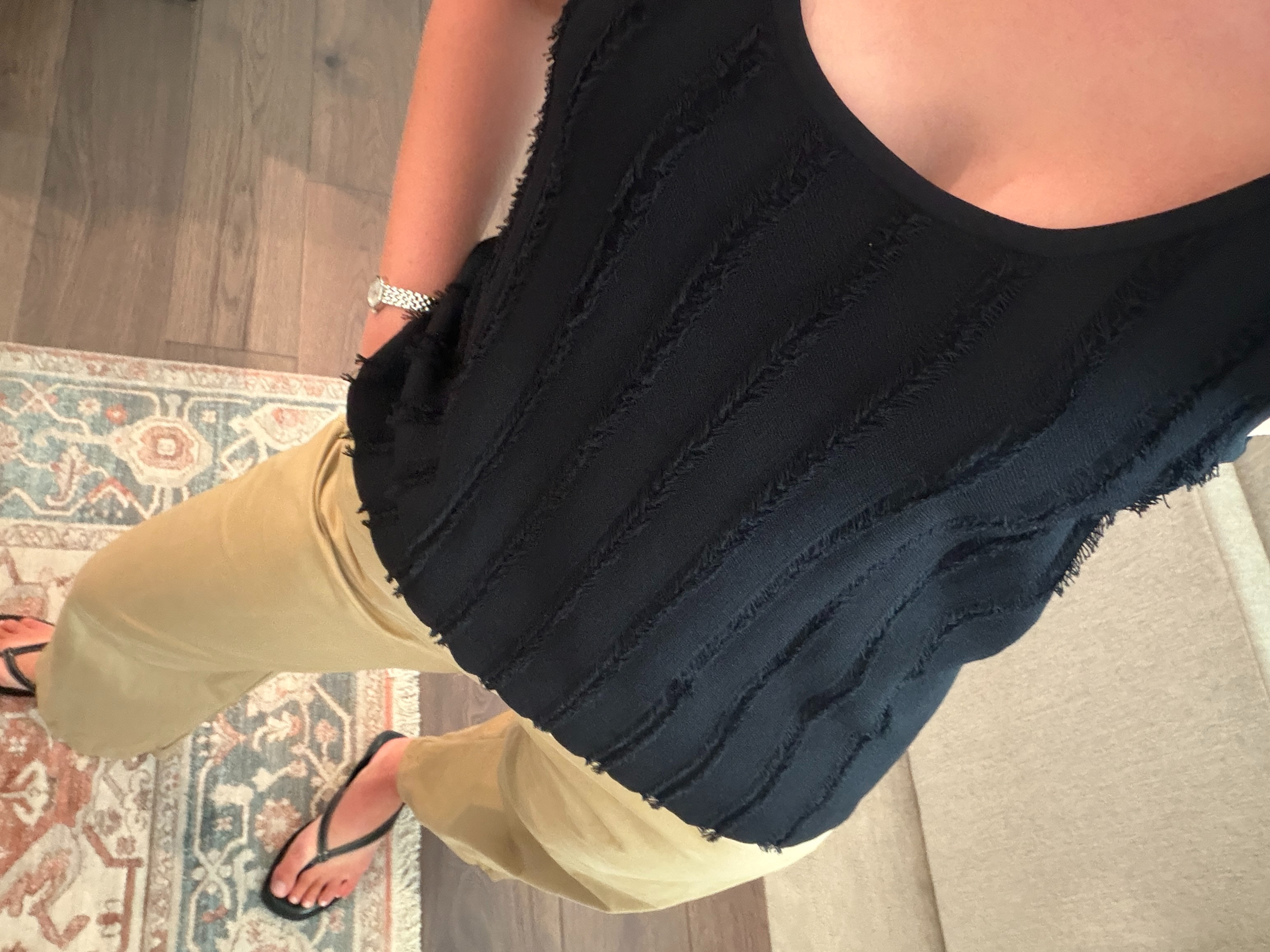 summer date night, khaki pants, leather flip flops, black tank 

 #LTKTall