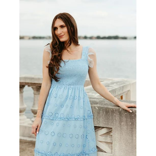 Label Rail x CheapChicFinds Women's Tiered Broderie Maxi Dress | Walmart (US)