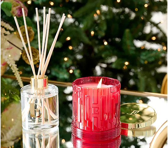 Elton John x Slatkin + Co. Woodside 8oz Candle & Reed Gift Set | QVC