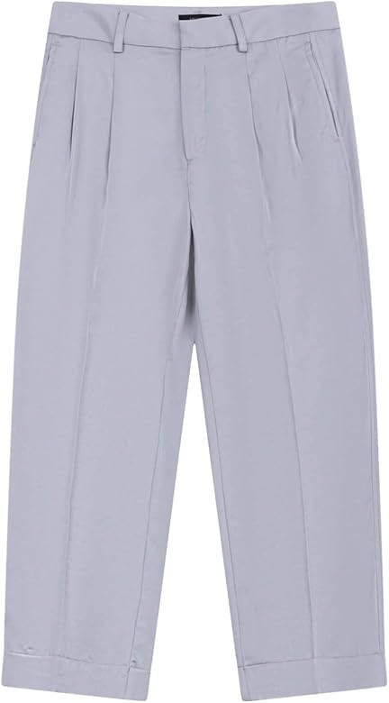 ASSUAL Women's Straight Leg Dress Pants, Relaxed Fit Business Casual Trousers with Pockets | Amazon (US)