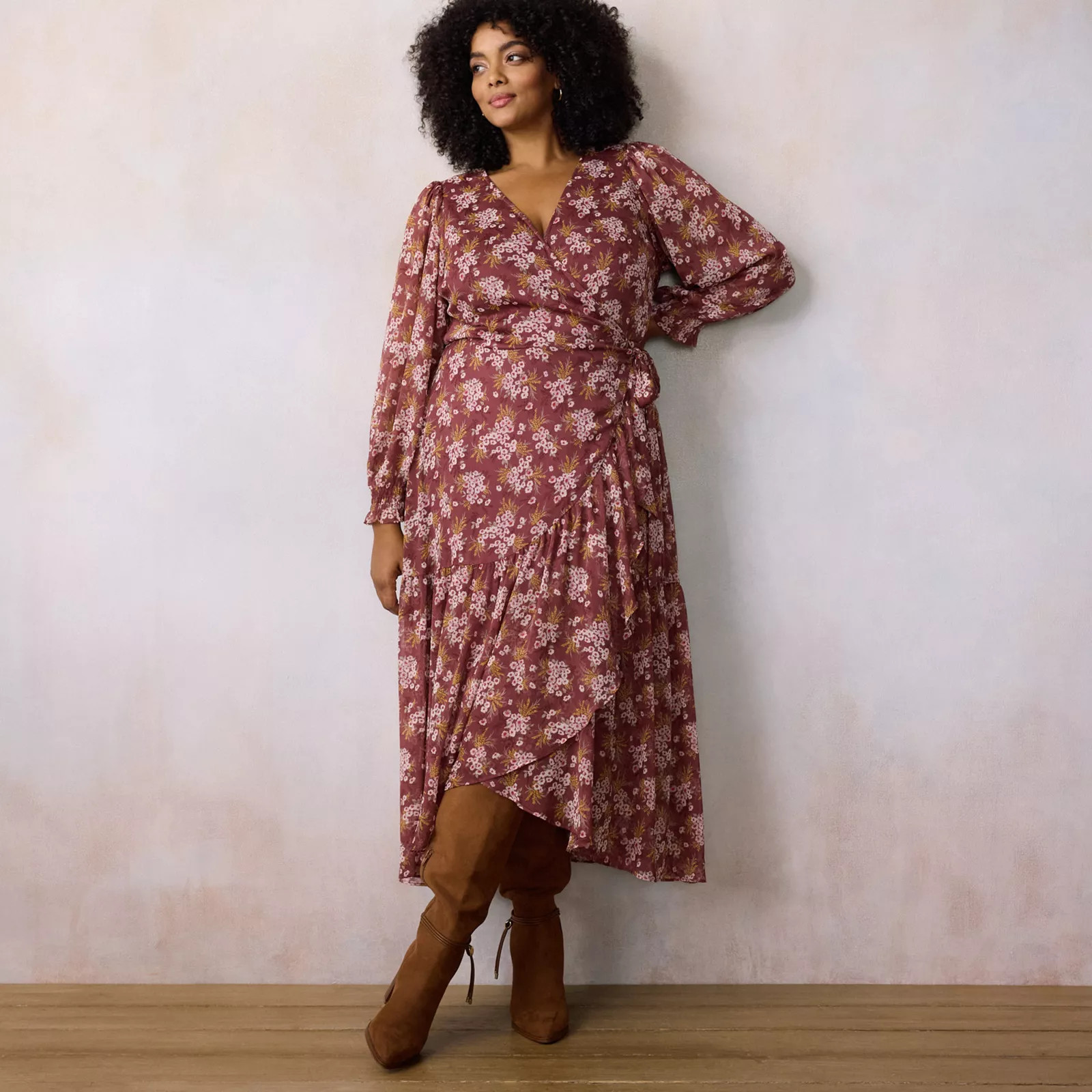 Plus Size LC Lauren Conrad Long Sleeve Wrap Maxi DressLC Lauren Conrad | Kohl's
