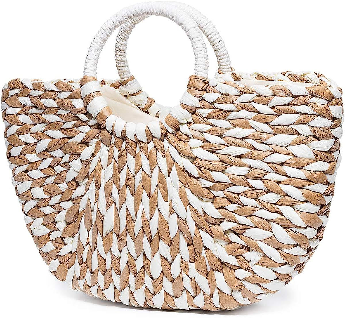 JOSEKO Summer Beach Bag, Women Straw Paper Handbag Top Handle Big Capacity Travel Tote Purse | Amazon (US)