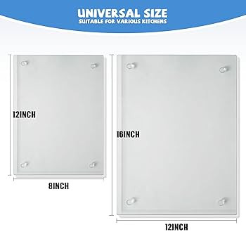 Tempered Glass Cutting Board for Kitchen, Clear Glass Board for Countertop, Heat Resistant, with ... | Amazon (US)