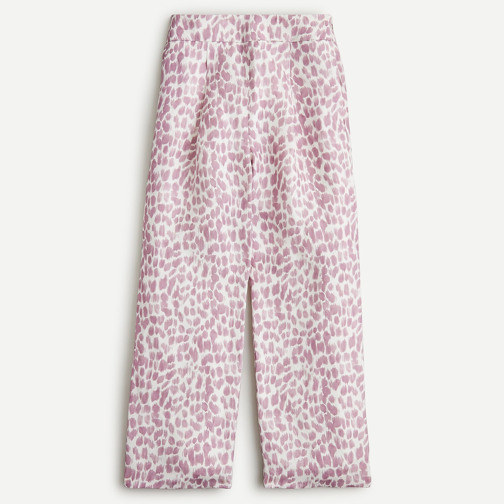 Pleated linen-blend pant in lilac giraffe print | J. Crew US