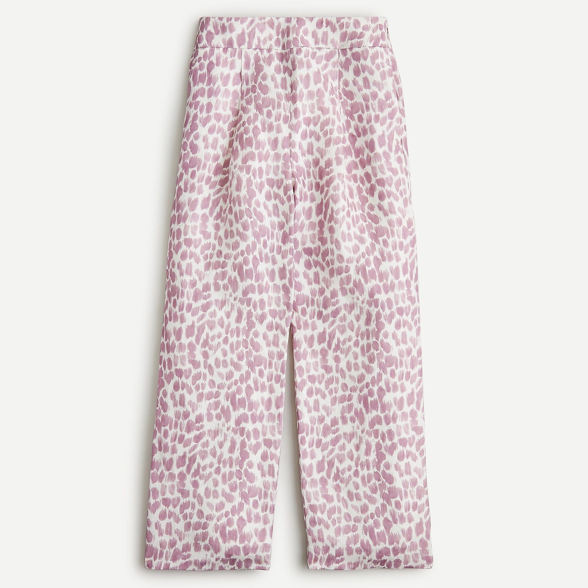 Pleated linen-blend pant in lilac giraffe print | J.Crew US