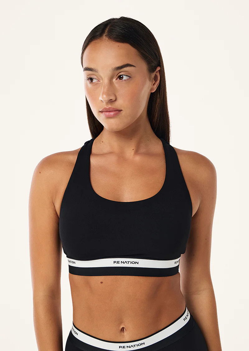 AVANT SPORTS BRA IN BLACK & WHISPER WHITE, XS | P.E Nation US