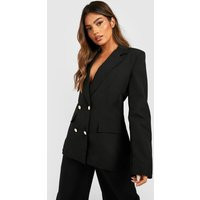 Womens Double Breasted Button Front Blazer - Black - 6 | boohoo (US & Canada)