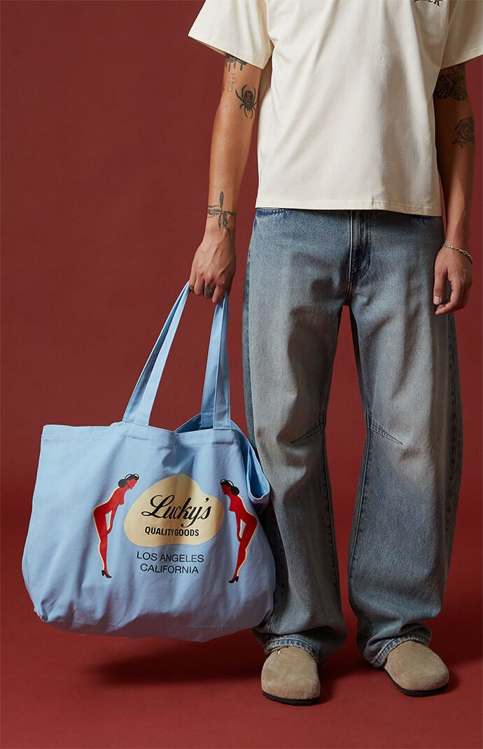 WISH ME LUCK Lucky Quality Goods Tote Bag in Blue | PacSun
